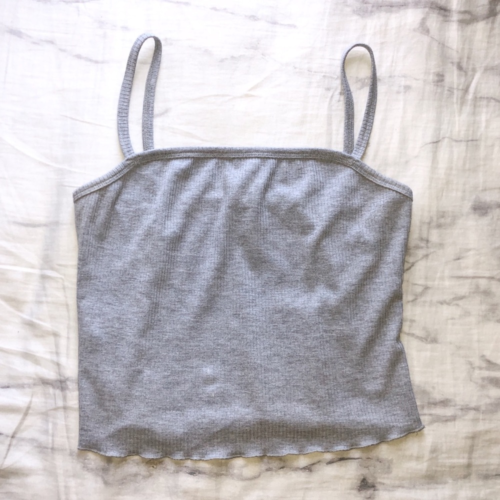 Square Neckline Crop Top - Gray